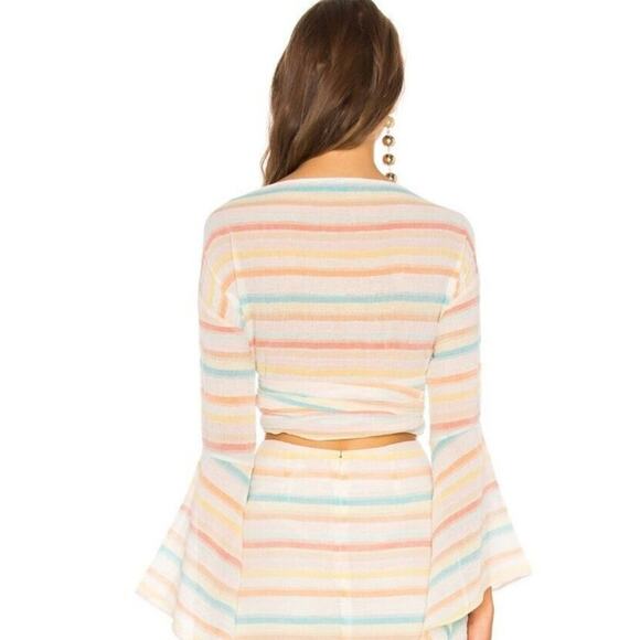 Lovers and Friends Aaron Wrap Top Spring Rainbow NWT Size Small - Picture 2 of 3